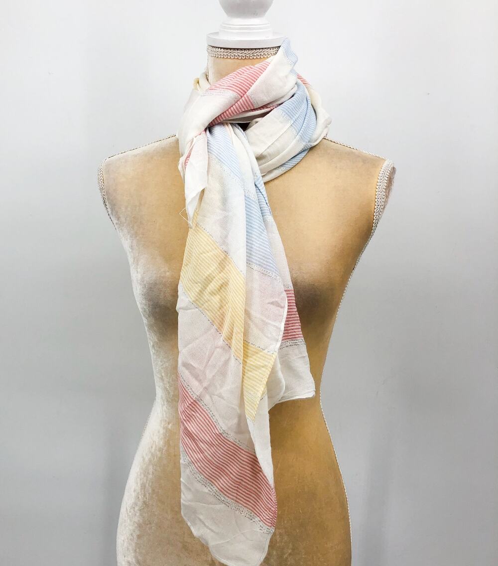 BARBOUR Women's Rainbow Stripe Square Wrap Multiway Scarf 42"X58" NWOT
